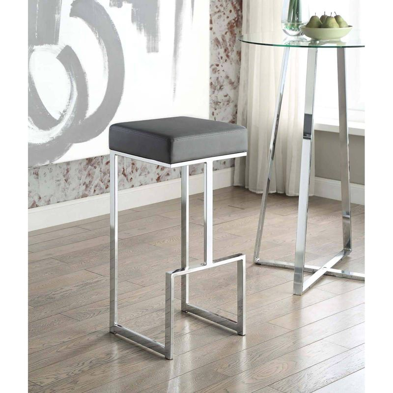 Coaster Gervase Modern Upholstered Square Barstool Gray/Chrome