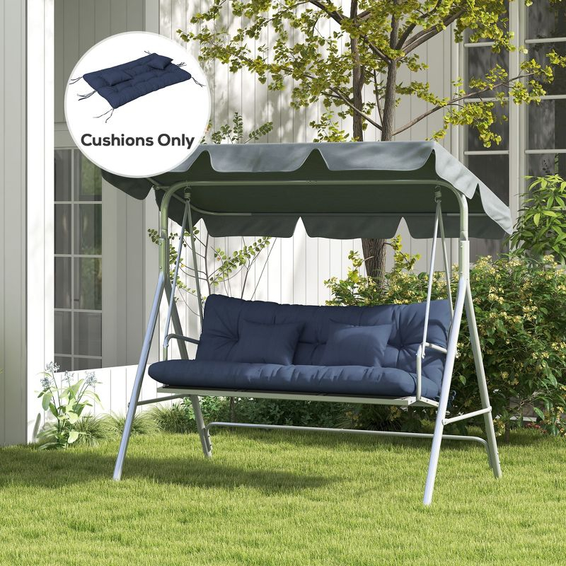 Outsunny 59" Tufted Bench Cushions & Throw Pillows, Replacement Bench Seat Pad, Back & 2 Pillows for Outdoor Furniture, Navy Blue