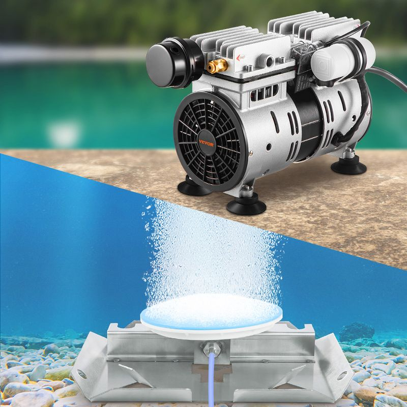 VEVOR Pond Aerator, 550W Power, 5.2CFM for Up to 1 Acre 50' Lake, Pond Aeration Kit Includes 3/4 HP Compressor & 100' Weighted Tubing & Diffuser