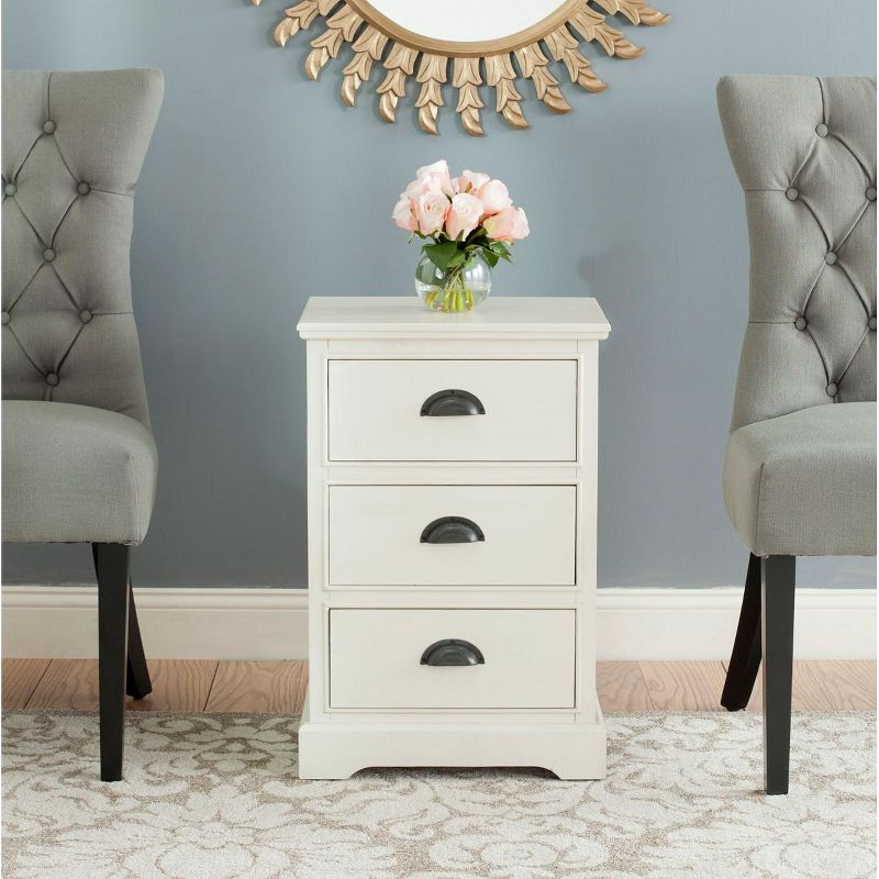 Griffin 3 Drawer Side Table - AMH5717 - White - Safavieh Couture