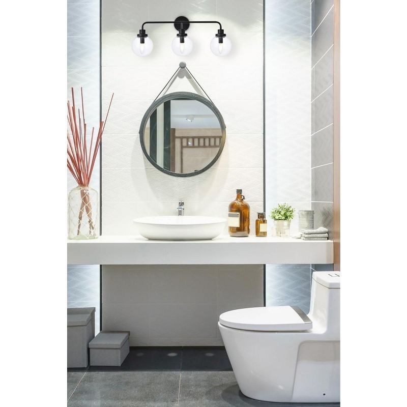 Elegant Lighting Hanson 3 lights bath sconce in black with clear shade