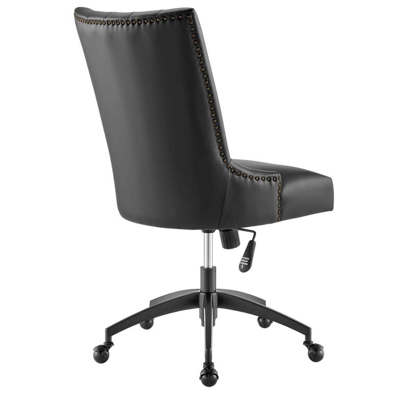 Modway Empower Channel Tufted Vegan Leather Office Chair Black: Metal Frame, Adjustable Height, Modern Style