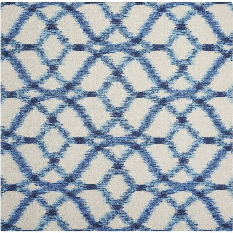 Waverly Sun & Shade "Izmir Ikat" Aegean Indoor/Outdoor Area Rug by Nourison SND05 5'3" x 5'3"