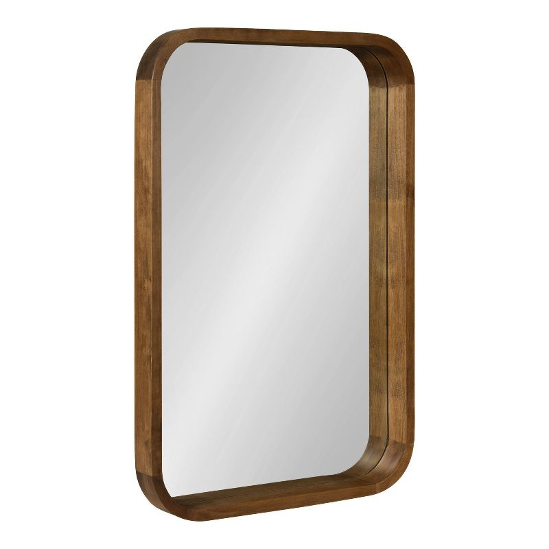 Kate & Laurel All Things Decor 20" x 30" Hutton Wood Framed Rectangle Decorative Wall Mirror Rustic Brown : Poplar, Modern Design