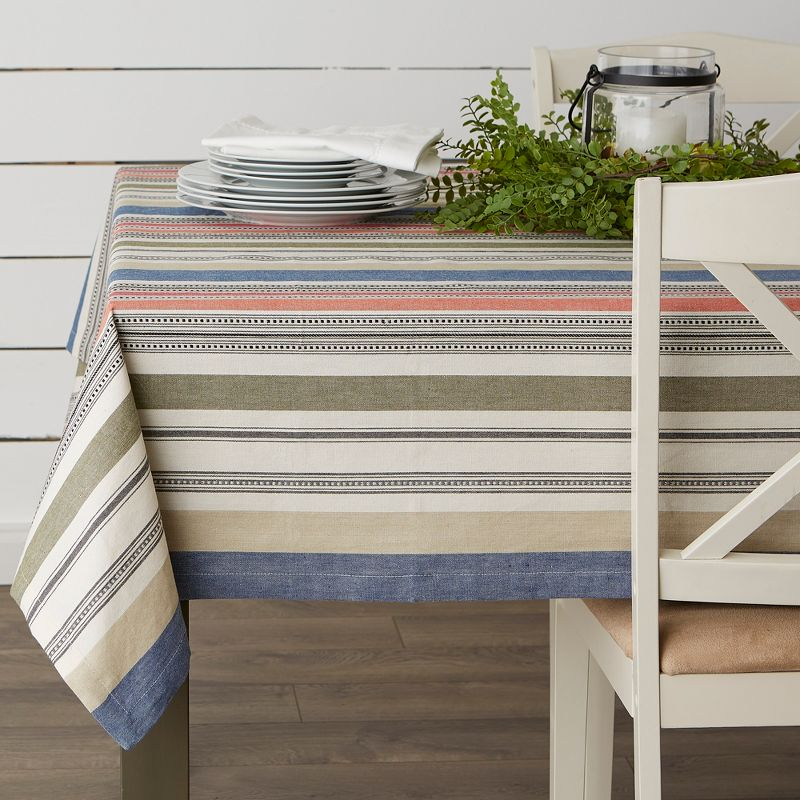 Design Imports  Stripe Tablecloth, Warm Stripe, 60X84"