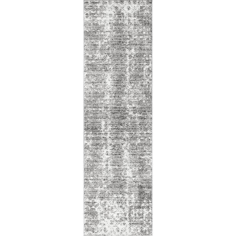Nuloom Deedra Abstract 2x20 Runner Indoor Area Rug for Living Room Bedroom Dining Room Entryway Hallway Kitchen, Grey/Ivory