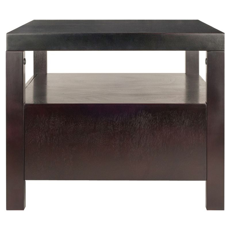 Copenhagen Coffee Table Espresso - Winsome: 2 Drawers, Open Shelf, Rectangular Wood Composite