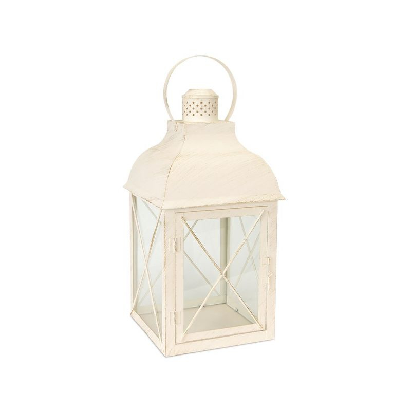 Melrose Ivory Metal Farmhouse Lantern (Set of 3)