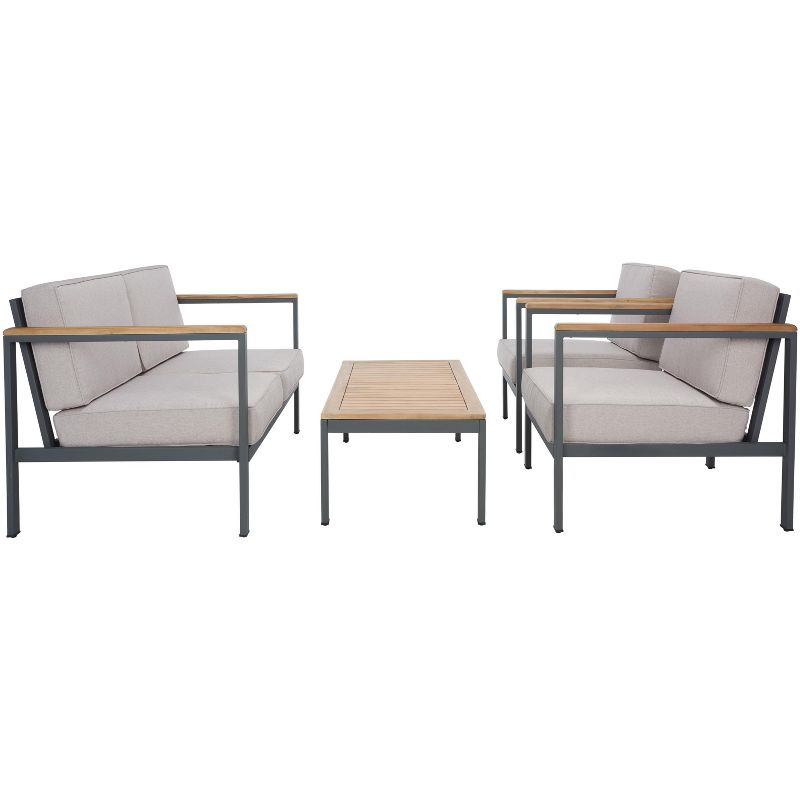 Chicopee 4 Pc Living Set - Indoor/Outdoor - PAT7725 - Natural/Light Grey - Safavieh