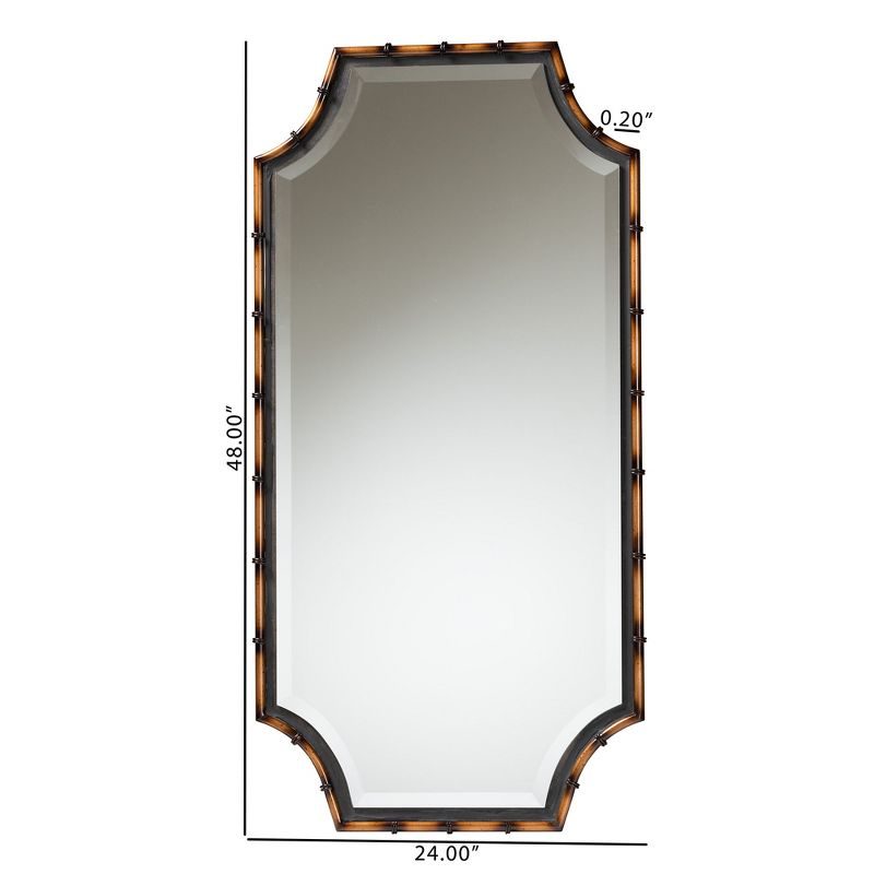 Baxton Studio Lieven Rustic Glam and Luxe Two-Tone Light Brown and Black Finished Metal Accent Wall Mirror
