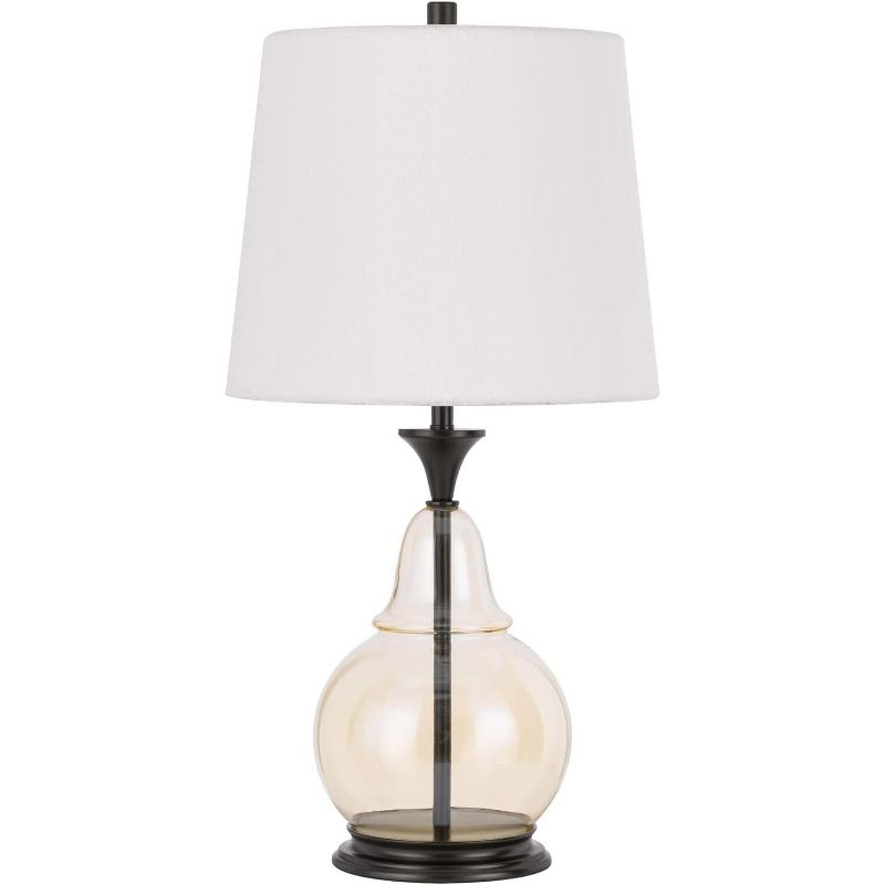 Cal Lighting 150W 3 way Kittery glass table lamp with hardback fabric shade