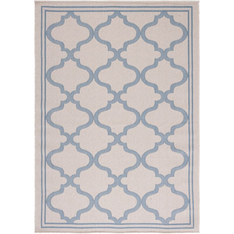 Bermuda BMU810 Power Loomed Indoor/Outdoor Machine Washable Area Rug - Ivory/Blue - 6'7"x9'2" - Safavieh