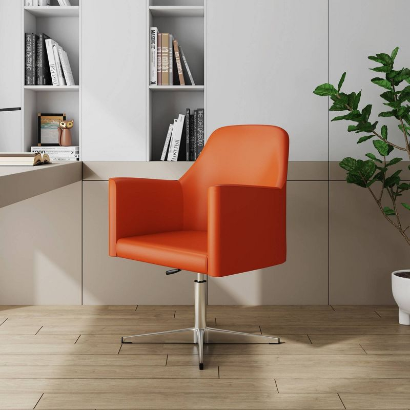 Pelo Faux Leather Adjustable Height Swivel Accent Chair Orange - Manhattan Comfort: Chrome-Plated, Modern Design, 300 lbs Capacity