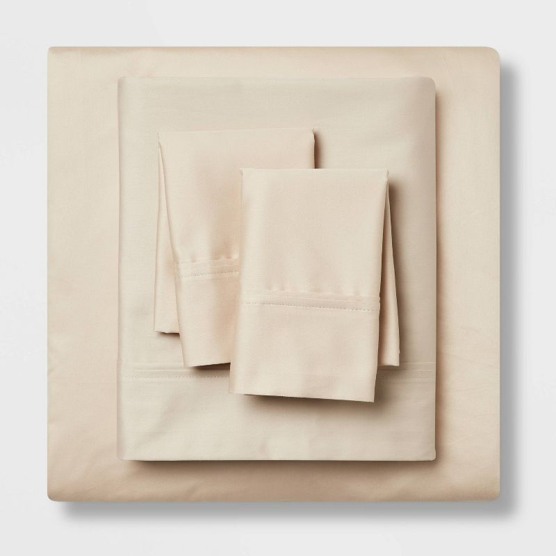 Twin/Twin XL Solid Performance 400 Thread Count Sheet Set True Khaki - Threshold™: Cotton, Woven, OEKO-TEX Certified