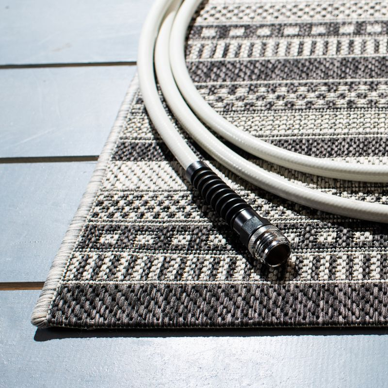 Courtyard CY8784 Power Loomed Indoor/Outdoor Runner Rug - Black/Grey - 2'3"x8' - Safavieh.