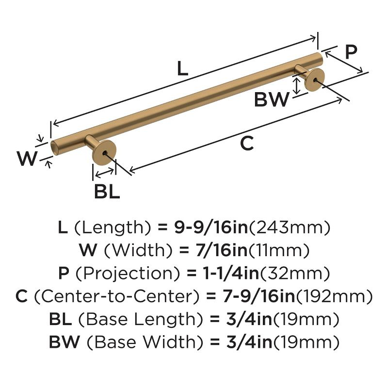 Amerock Radius 7-9/16 inch (192mm) Center-to-Center Champagne Bronze Cabinet Pull