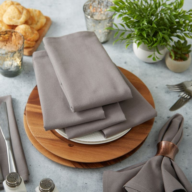 Design Imports  Solid Cotton Napkin Set 6 Piece, Gray, 20X20"