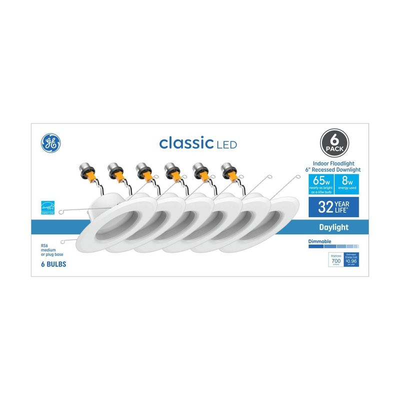 GE Household Lighting 6pk Recessed Can Classic Daylight 65W Light Bulb