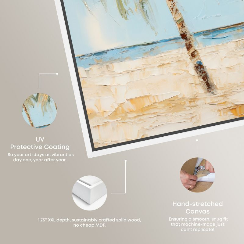 Art Remedy Painting Palm Trees Tropical Bathroom Wall Art, 12" x 12", White Frame