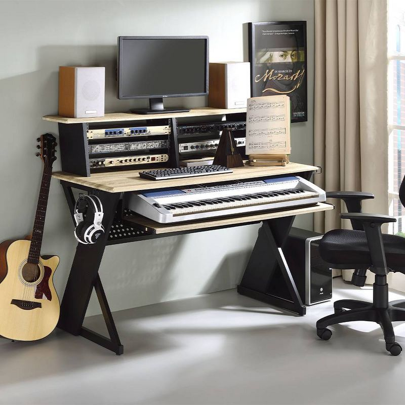 Humanity 47" Decorative Bookshelf Natural and Black - Acme Furniture
