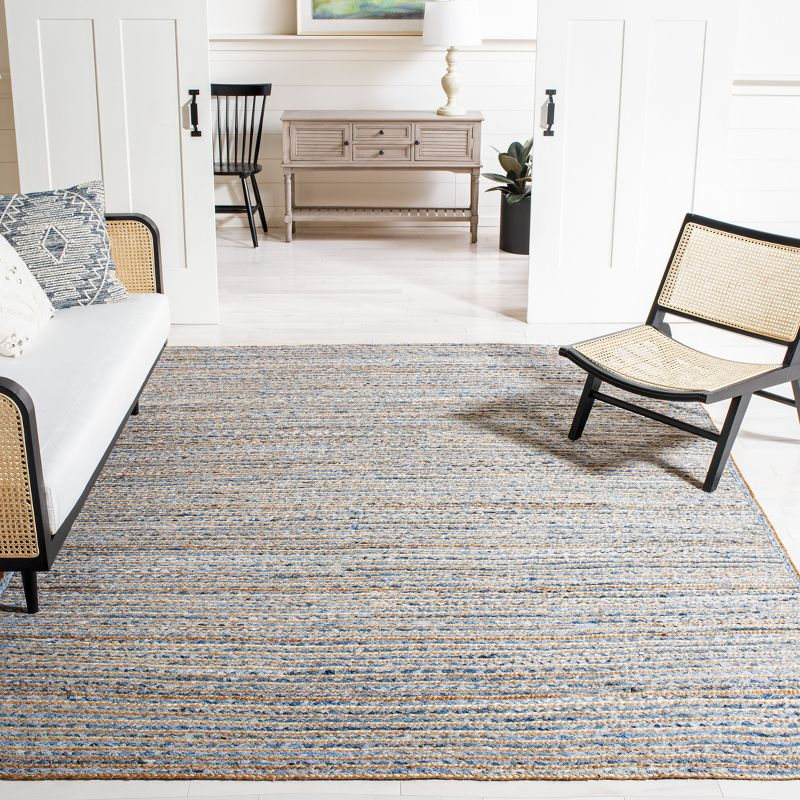 Cape Cod CAP250 Hand Woven Area Rug - Natural/Blue - 6'x9' - Safavieh.
