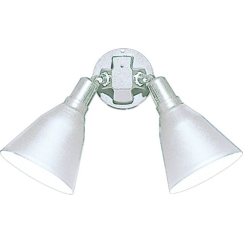 Progress Lighting Par 2-Light Outdoor Wall Light, White, Aluminum, Antique Bronze, Adjustable Swivel Heads, Shade Included