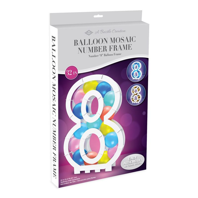 Beistle Balloon Mosaic Number  8  Frame, 32" x 22½", (1/Box) White