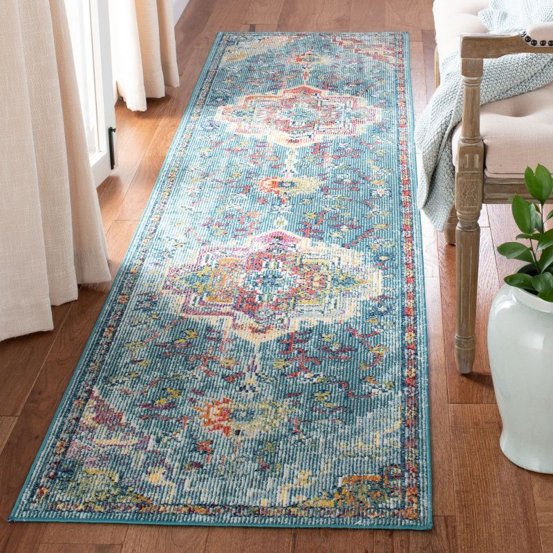 Crystal CRS501 Loomed Indoor Runner Rug - Teal/Orange - 2'2"x17' - Safavieh