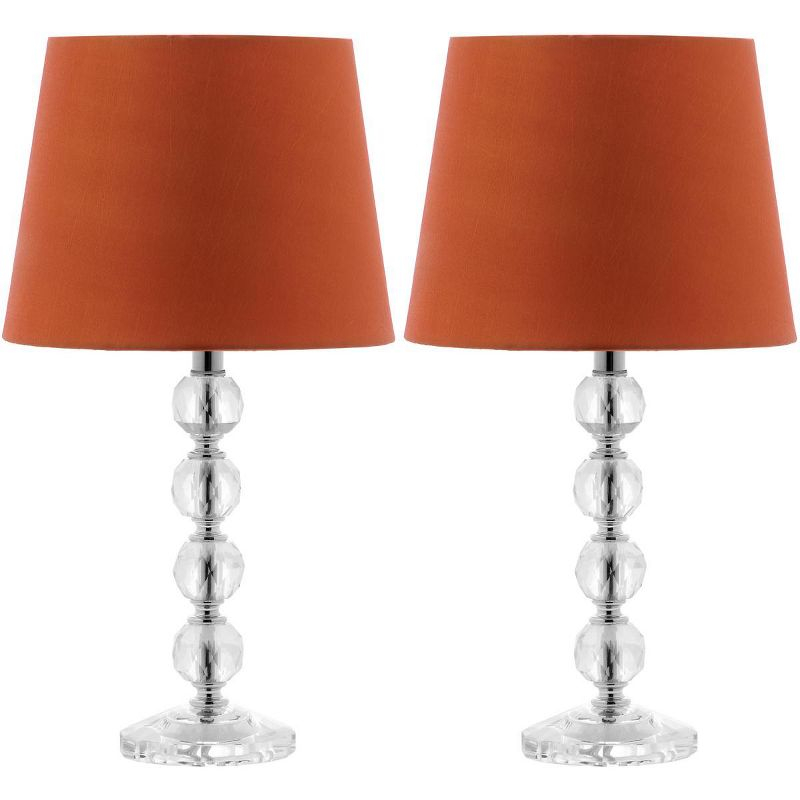 Nola Stacked Crystal Ball Lamp (Set of 2) - 16 Inch Height - LIT4123 - Clear/Orange - Safavieh