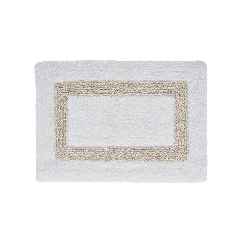 Better Trends Hotel 100% Cotton Tufted Two Tone Reversible Bath Rug 17" x 24" Rectangle - White/Sand