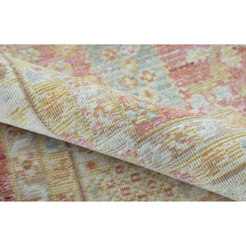 Momeni 2'3"x8' Isabella Arely Machine Loomed Runner Rug Pink: Geometric Medallion, Low Pile, Indoor, Polyester