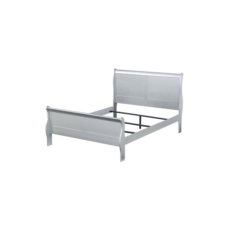 Full Louis Philippe Bed Platinum - Acme Furniture: Classic Sleigh, Pine Wood Frame, Box Spring Required