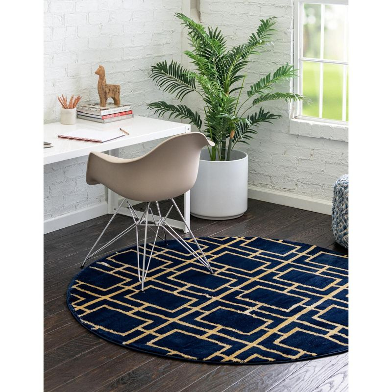 Glam Navy Blue Gold Area Rug