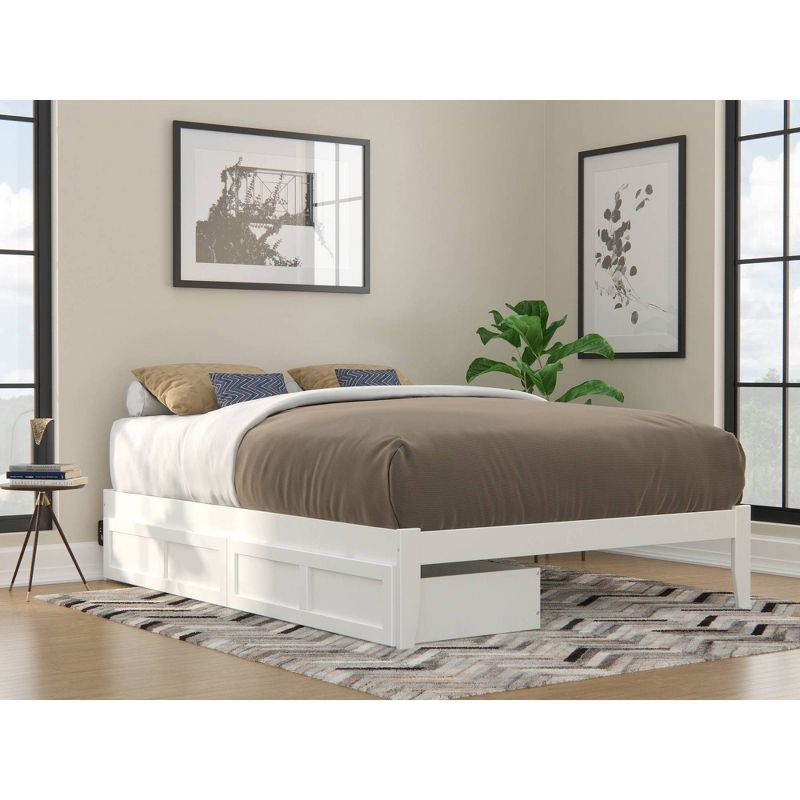 Queen Colorado Bed with USB Turbo Charger and 2 XL Drawers White - AFI: Mid-Century Modern, No Box Spring Needed