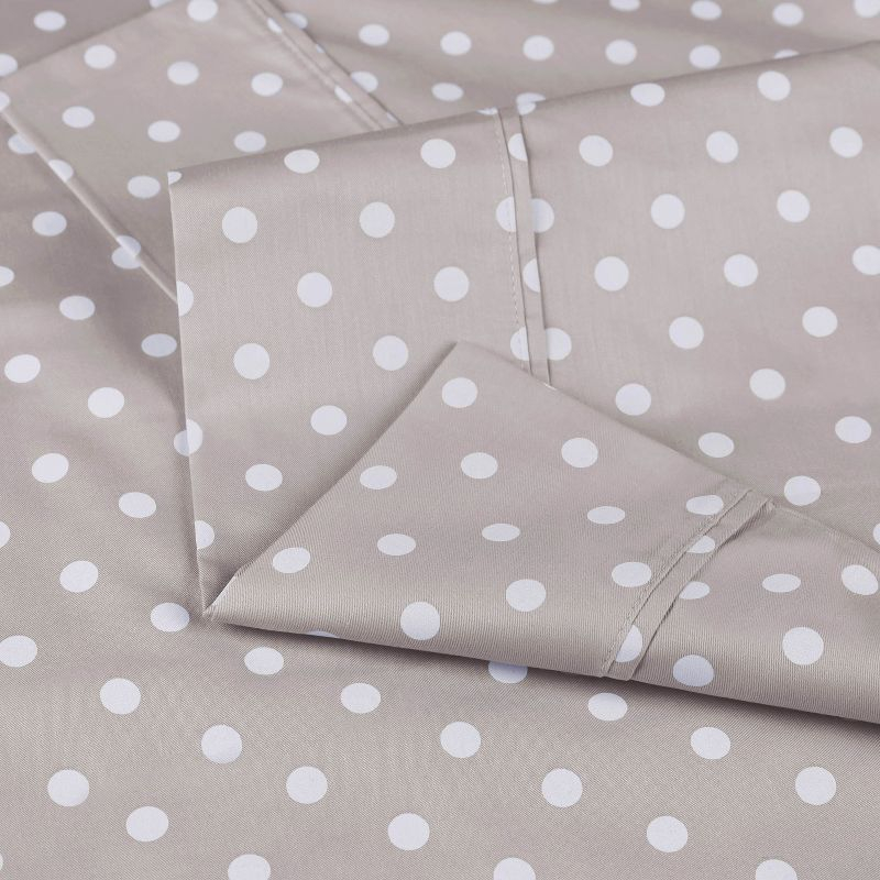Polka Dot 600 Thread Count Cotton Blend Deep Pocket Bed Sheet Set, Full, Light Grey - Blue Nile Mills