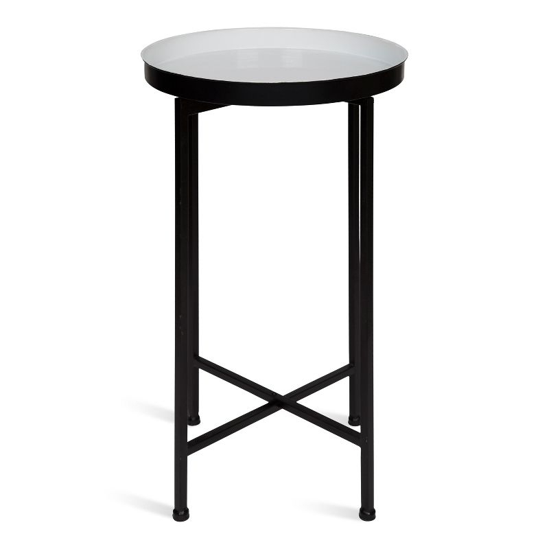 Kate and Laurel Celia Round Metal Tea Table, 14x14x25.75, Black and White