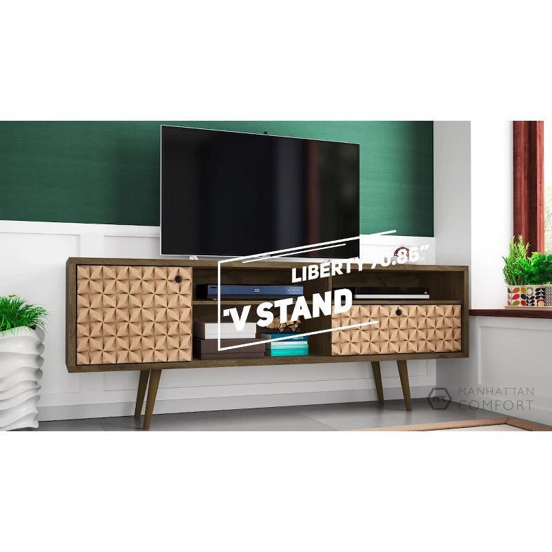 Liberty 3 Shelf and 1 Drawer TV Stand for TVs up to 65" White - Manhattan Comfort: Media Console with Cable Management