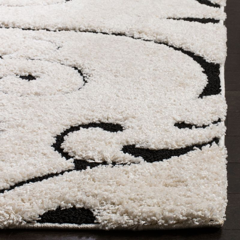 Florida Shag SG455 Power Loomed Area Rug - Ivory/Black - 5'x5' - Safavieh.