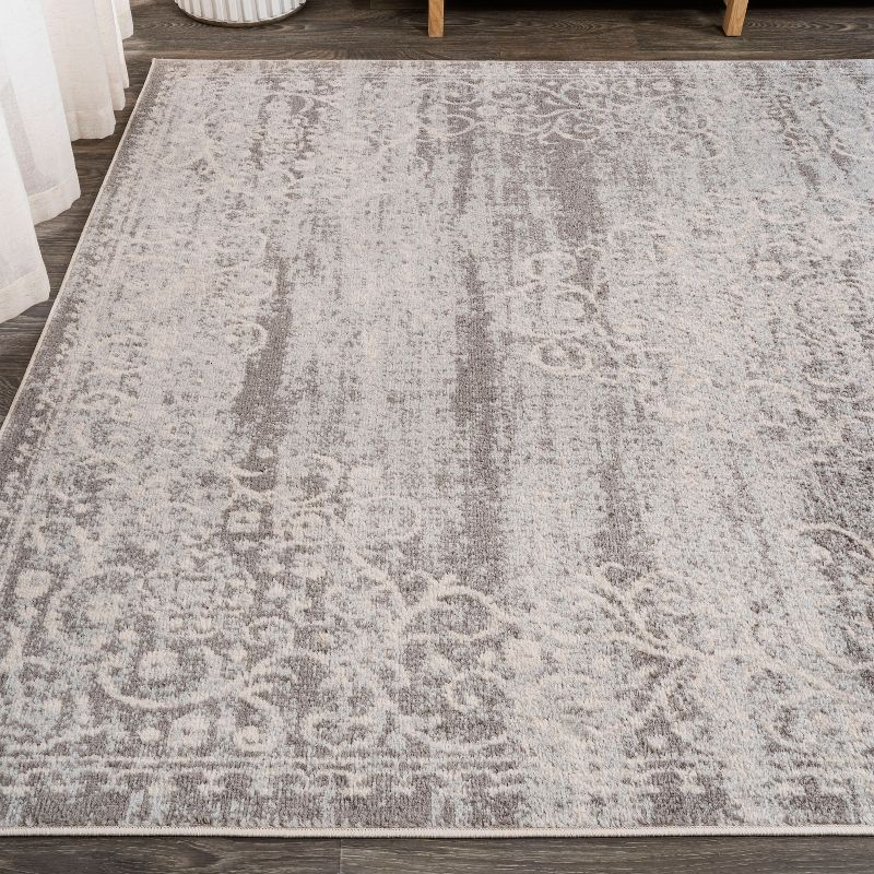 3'x5' Minori Filigree Medallion Area Rug, Light Gray/Cream - JONATHAN Y