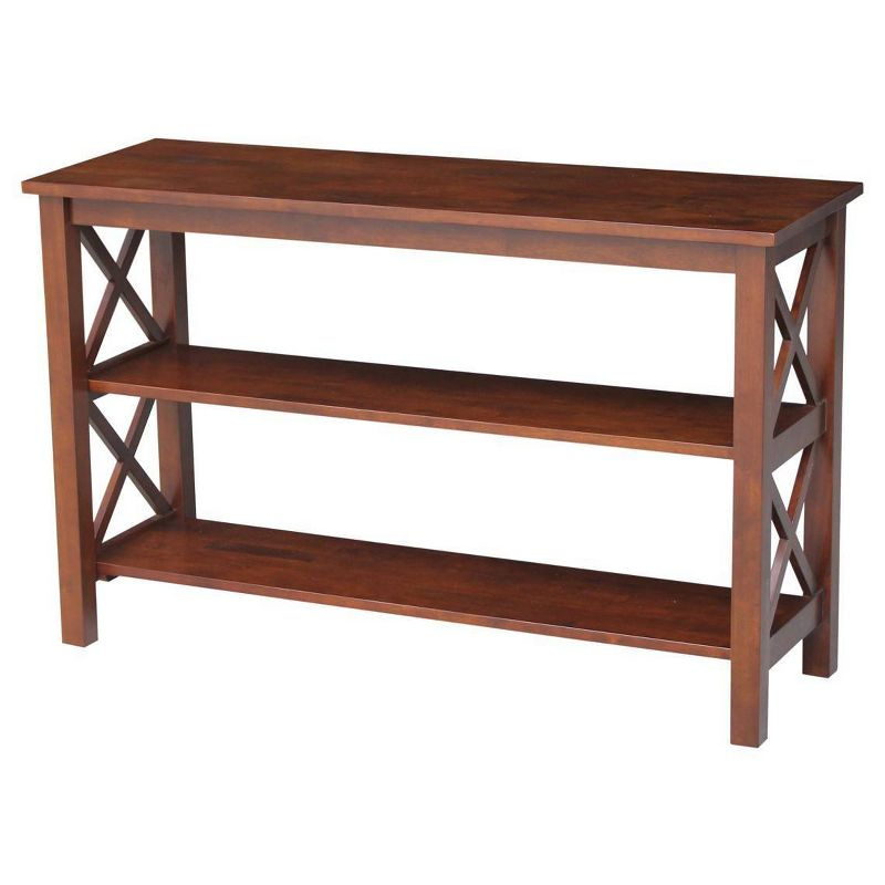 International Concepts Hampton Console Table Espresso: Stained Wood, Fixed Shelf, Rectangular Shape, Spot Clean