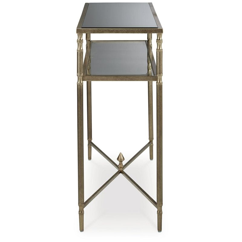 Signature Design by Ashley Cloverty Glass Top Sofa Table, Gold Finish