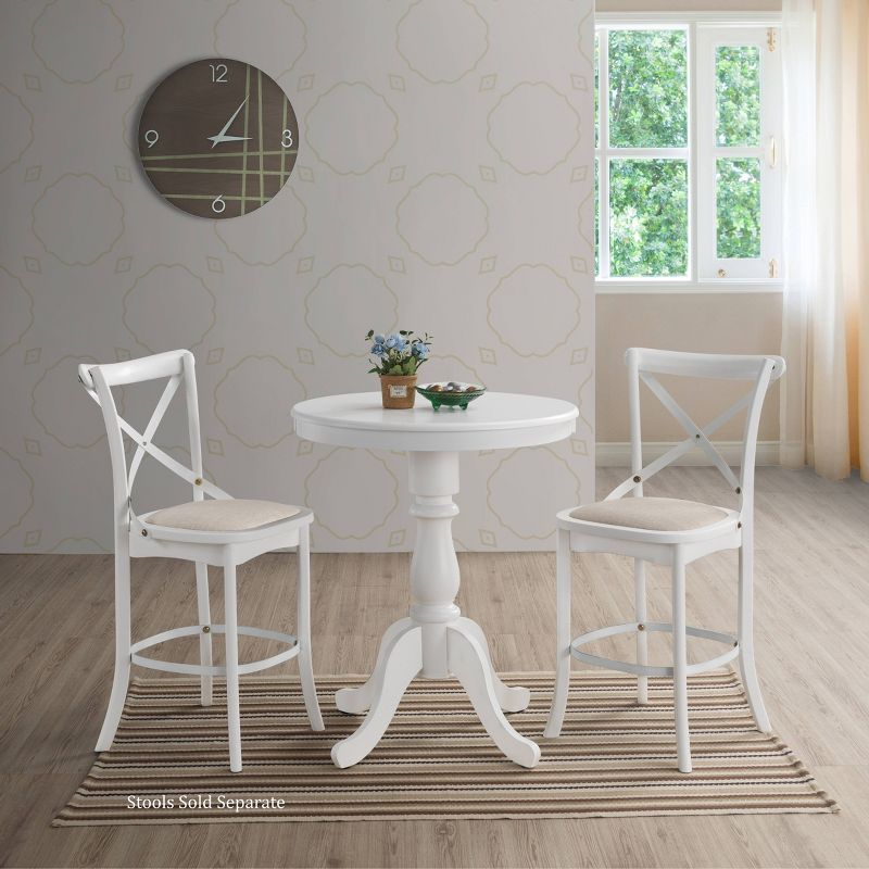 Carolina Living 30" Salem Round Pedestal Bar Table White: 36" High, MDF & Wood Veneer, Mid-Century Modern