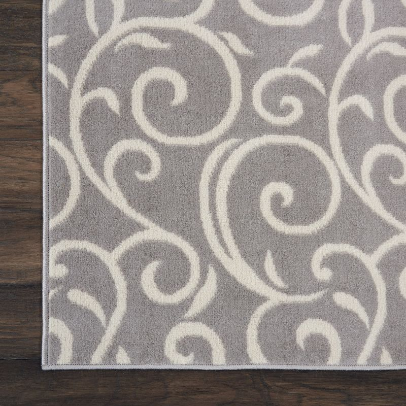 Nourison Grafix 3'9" x 5'9" (4' x 6') Grey Area Rug Bohemian Contemporary Botanical by Nourison