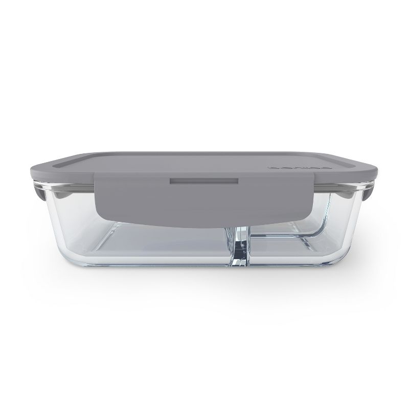 Bentgo 41oz Glass Leak-proof Lunch Box with Plastic Lid - Gray: BPA-Free Food Storage, Stain & Odor-Resistant, Dishwasher Safe