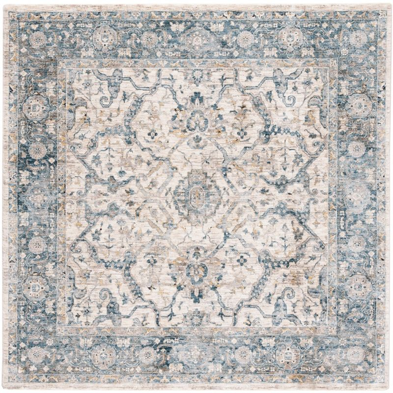 Valencia VAL566 Power Loomed Area Rug - Ivory/Blue - 6'4"x6'4"Square - Safavieh.