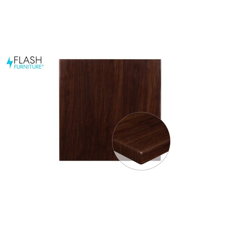 Flash Furniture 30" x 48" Rectangular High-Gloss Mahogany Resin Table Top with 2" Thick Edge