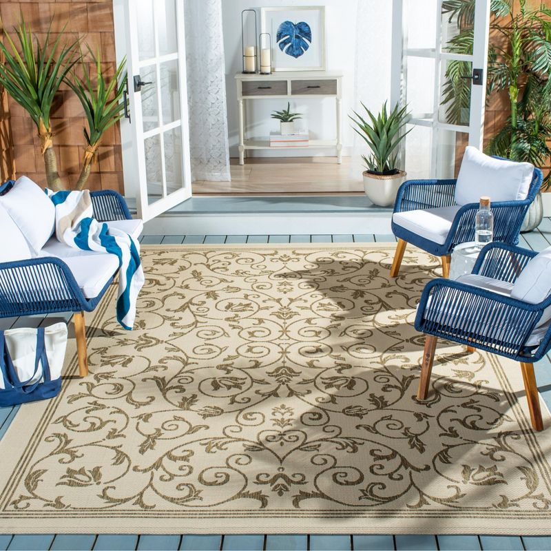 Courtyard CY2098 Power Loomed Indoor and Outdoor Area Rug - Natural/Brown - 9'x12' - Safavieh