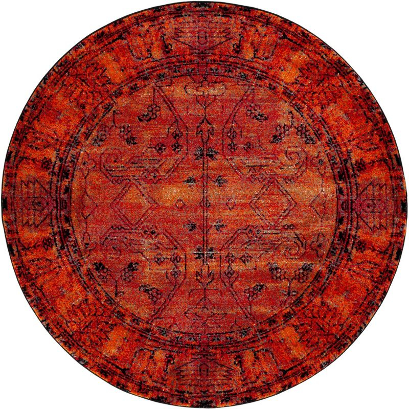 Vintage Hamadan VTH216 Power Loomed Area Rug - Orange - 9' round - Safavieh.