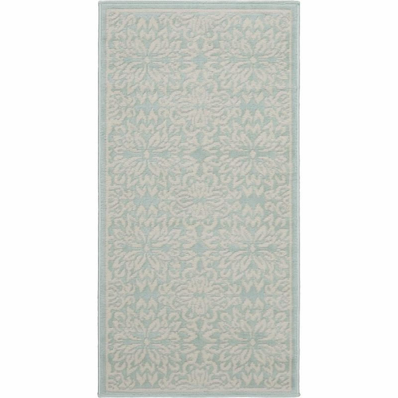 Nourison Jubilant 2' x 4' Ivory/Green Area Rug Beach Transitional Floral by Nourison