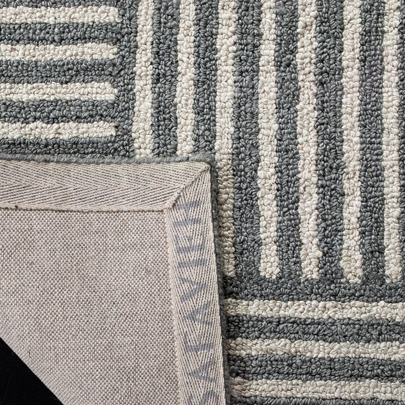 Abstract ABT602 Handmade Indoor Area Rug - Ivory/Dark Grey - 6'x6' - Safavieh